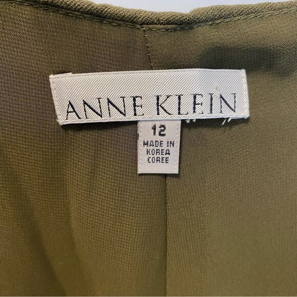 Anne Klein Wool Blend Dress Pants Women’s Size 12 Trousers‎ Olive High Waist - Picture 6 of 10